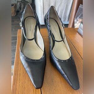 Ann Taylor Black Heels with Elegant Strap and Stud Detailing